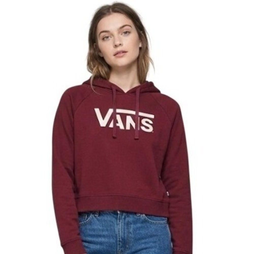 Vans Hoodie Womens M Red Logo‎ Pullover Fleece Sweatshirt Skate Streetwear Top